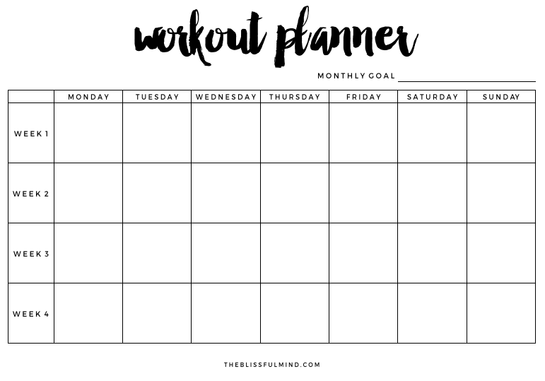 workout planner printable workout planner blank