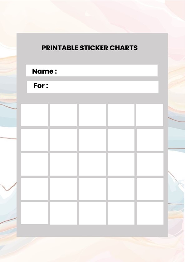 Blank sticker charts