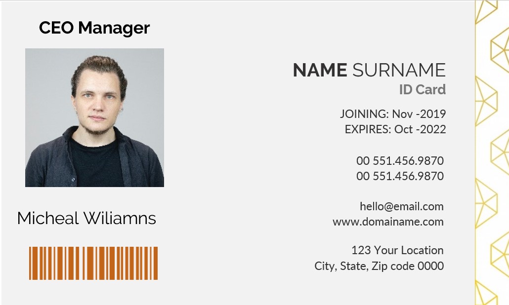 CEO Manager Id Card Template