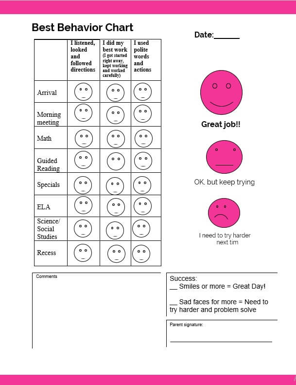 Behavior Chart Printable | room surf.com