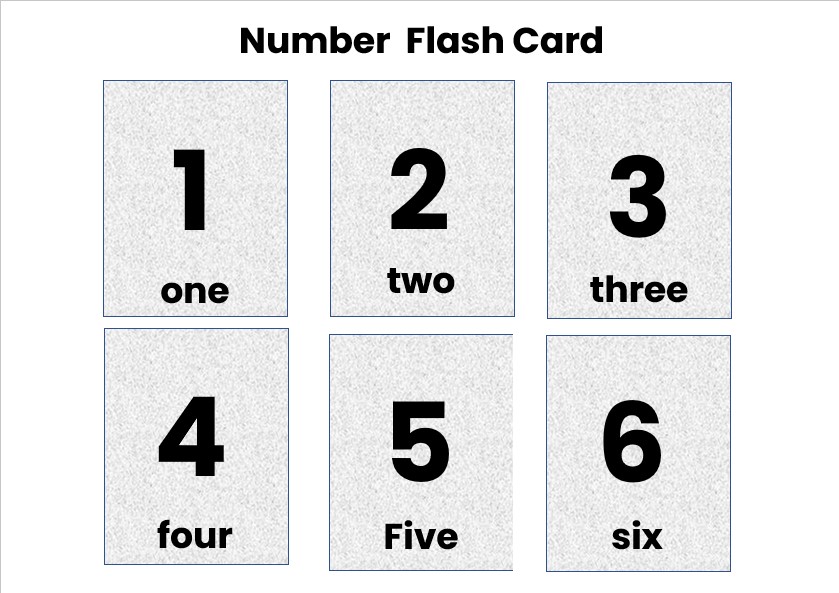 Number flash cards template