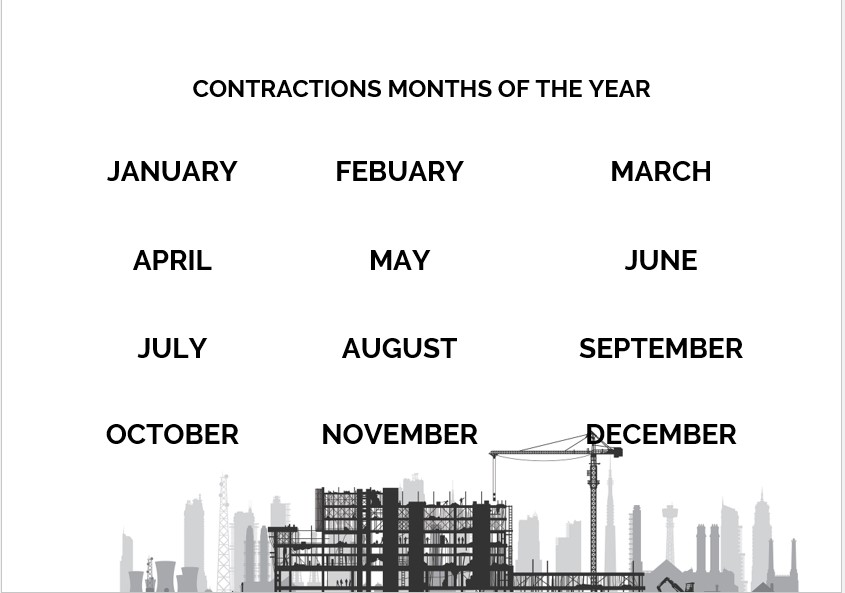 contructions months of the year