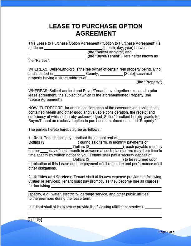 lease to own option to purchase agreement