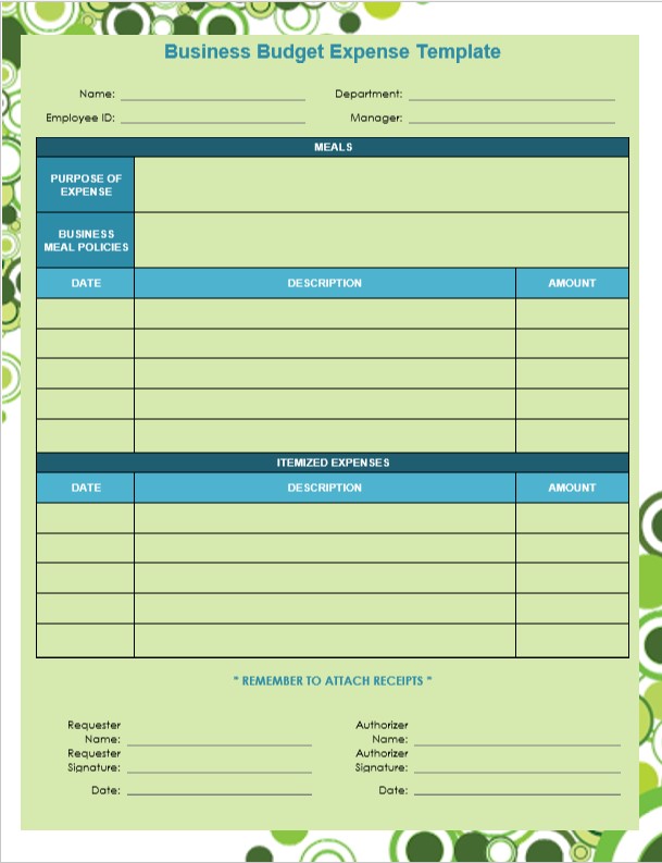 Business Budget Expense Template