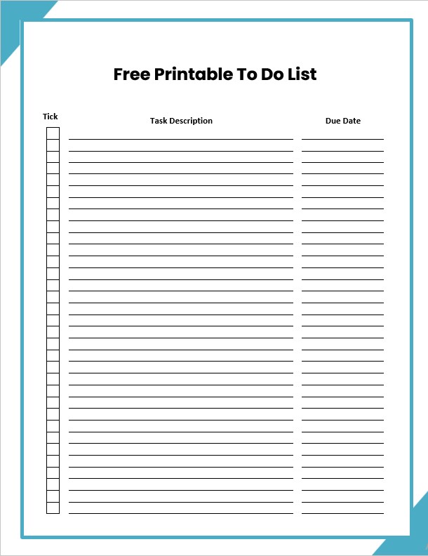 Free Printable To Do List Template