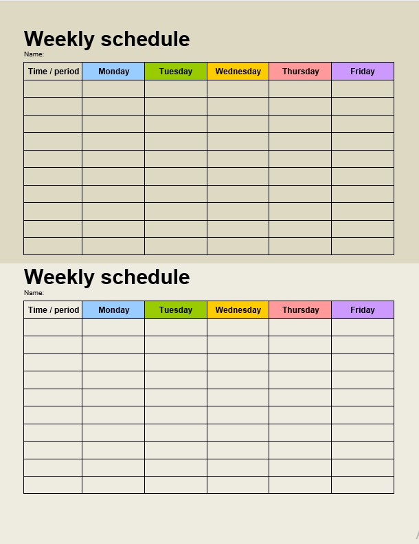 Two Daily schedule Template