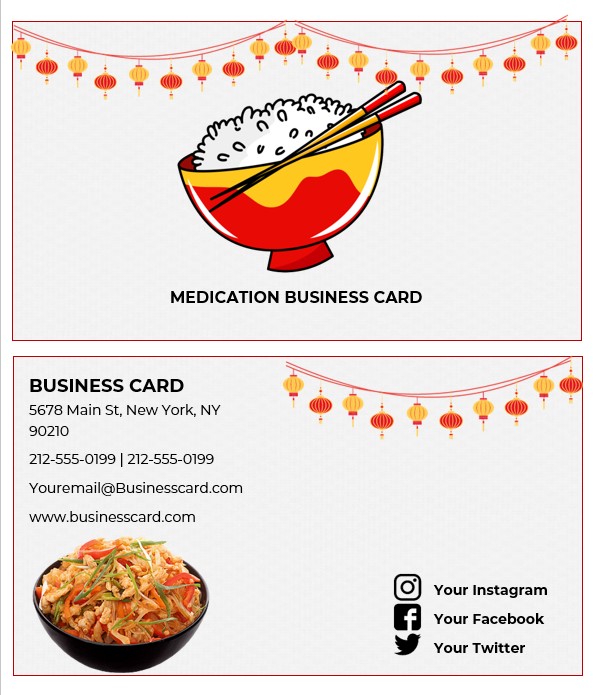 chinese food business cards templates