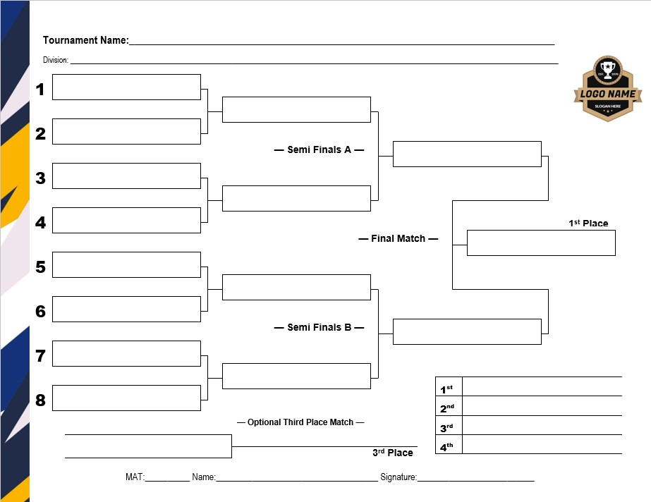 Tournament Brackets Template for word
