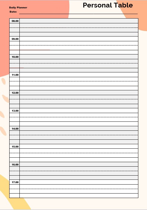 schedule table template