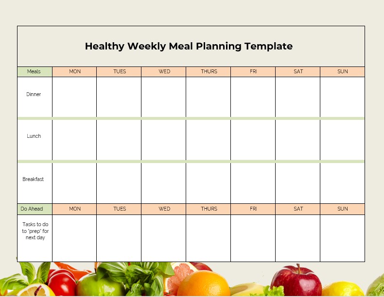 Healthy Weekly Meal Planning Template