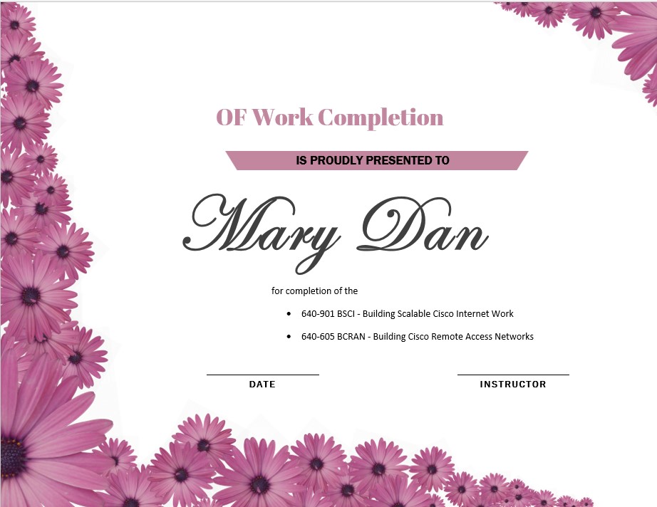 Flower Completion Certificate Template