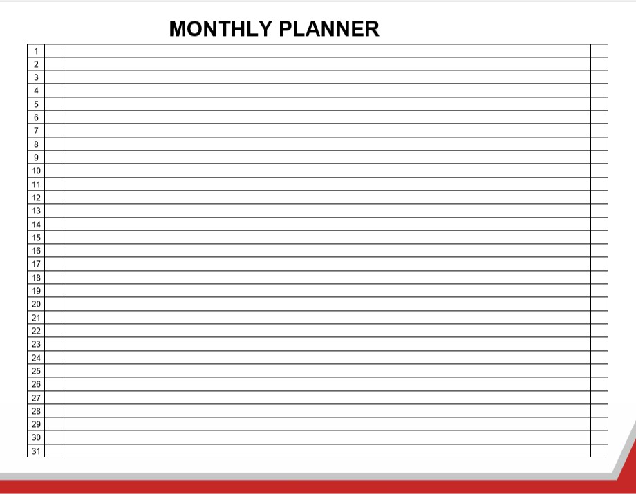 monthly planner landscape