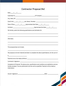 Free Printable Contractor Bid Forms | room surf.com