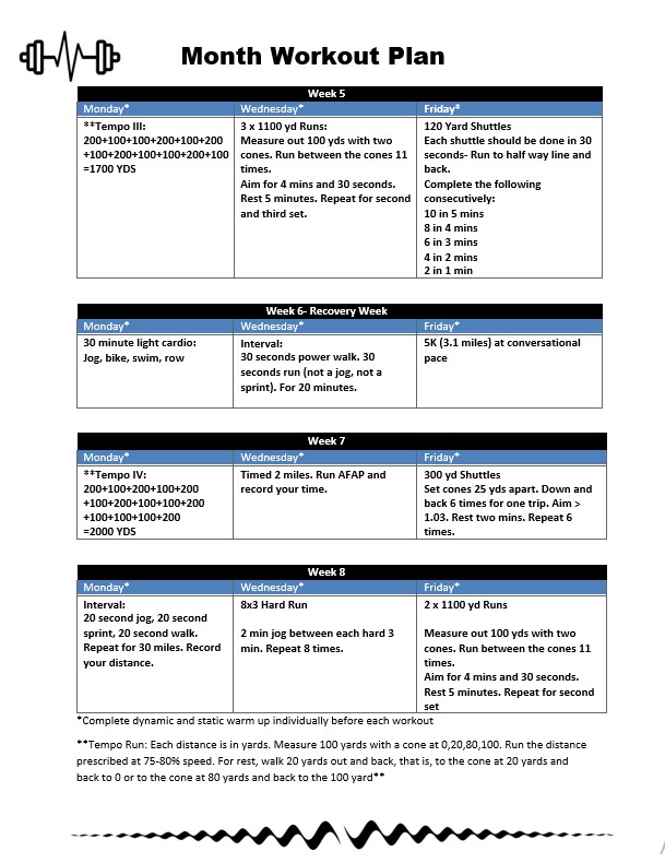 Month Workout Plan Template