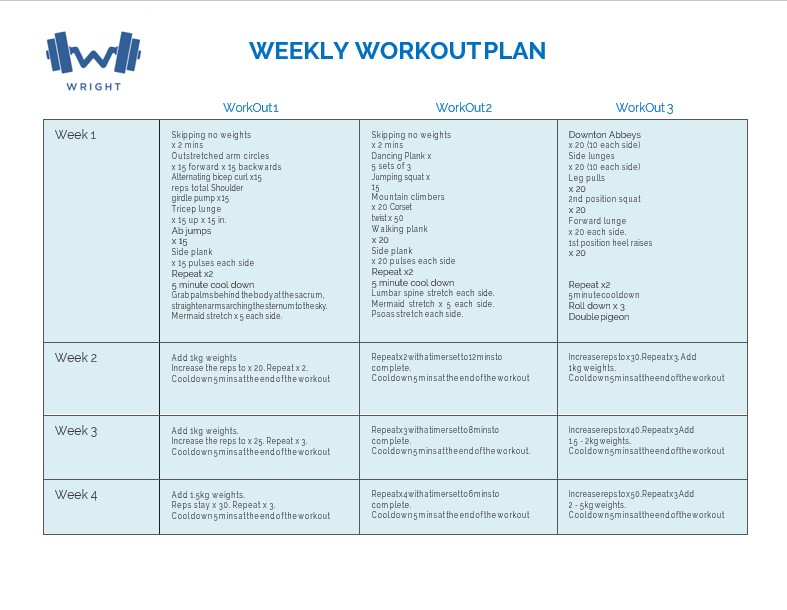 Weekly Workout Plan Template