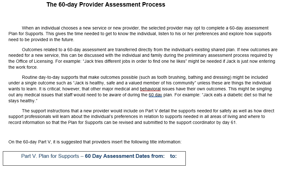 Sample 60 Day Diet Assessment Plan Process