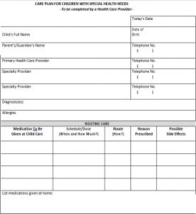 Child Care Plan Template | room surf.com