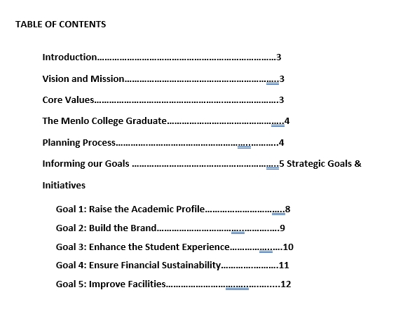 Sample Printable College Strategic Plan