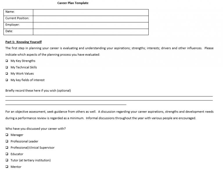 Career Plan Template | room surf.com