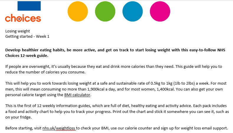 Sample weight loss packet plan 1