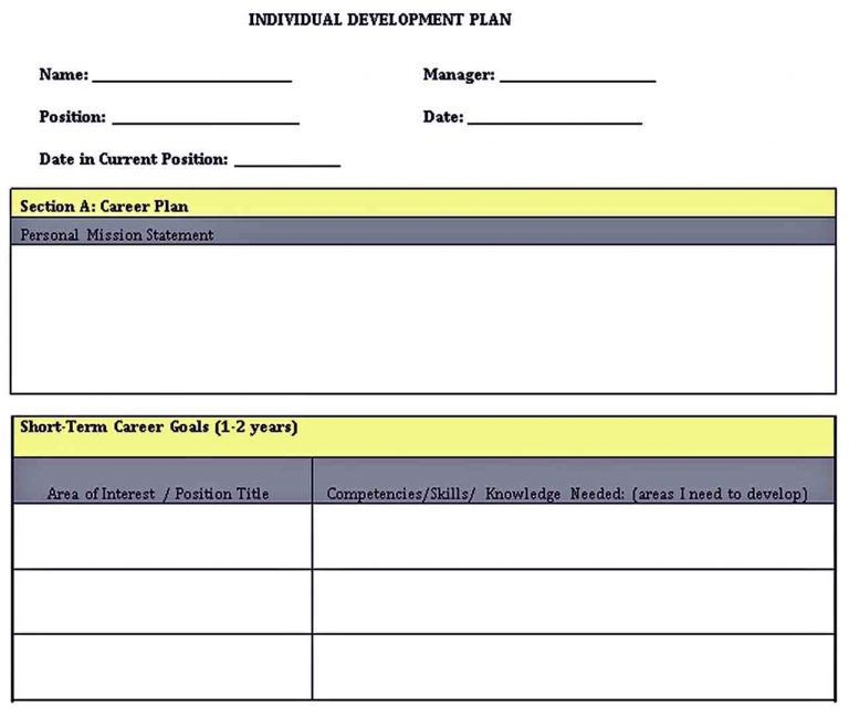 Individual Development Plan Templates | room surf.com