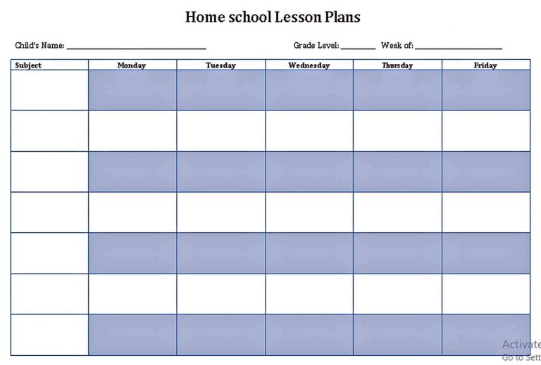 Homeschool Lesson Plans Template | room surf.com