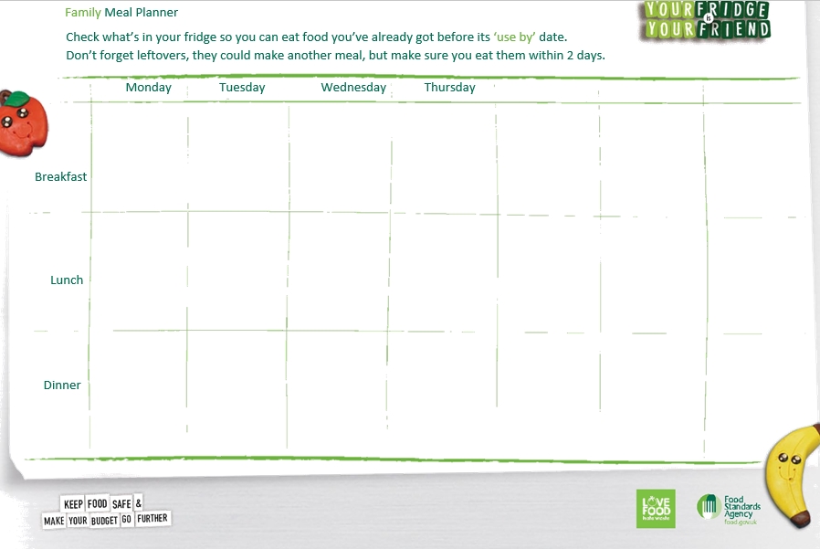 Sample Family Meal Planner Template
