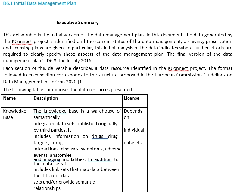 Sample Initial Data Management Plan