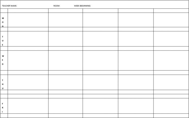 Elementary Lesson Plan Template | room surf.com