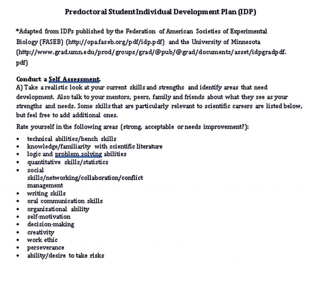 Student Individual Development Plan