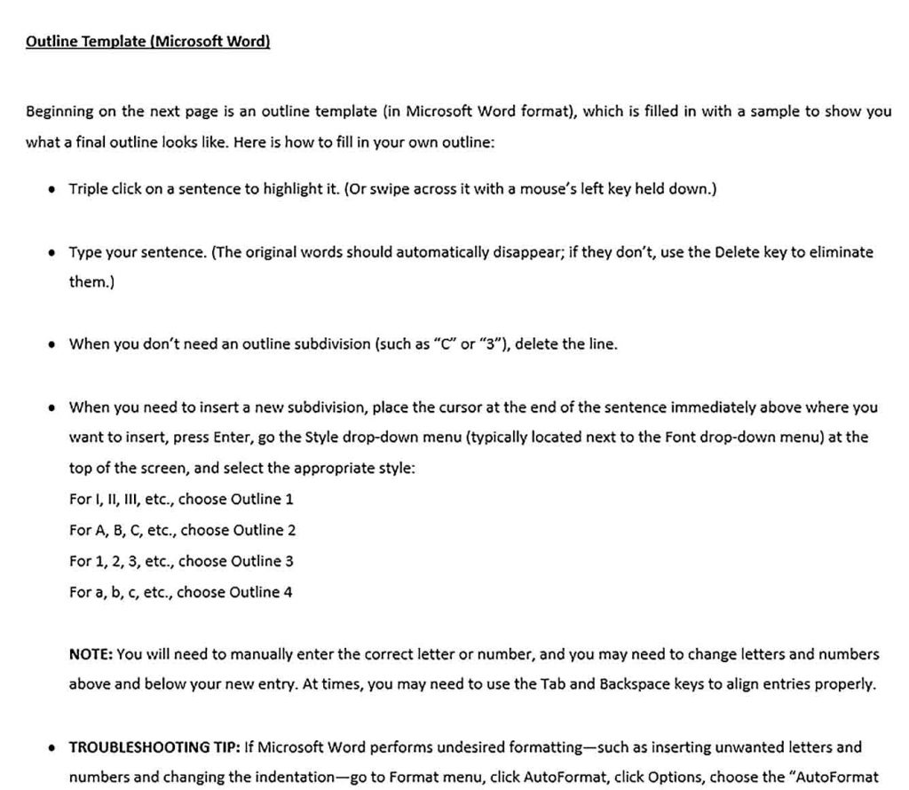 Free Outline Example and Templates | room surf.com