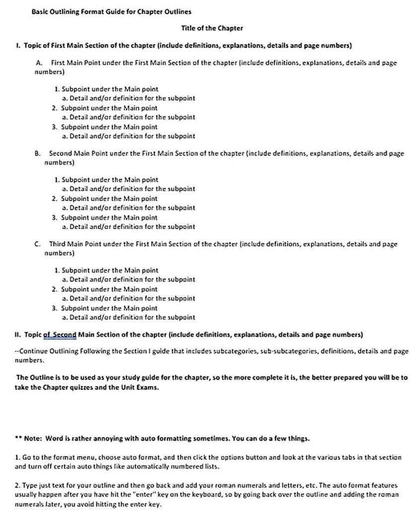 Chapter Outline Template | room surf.com