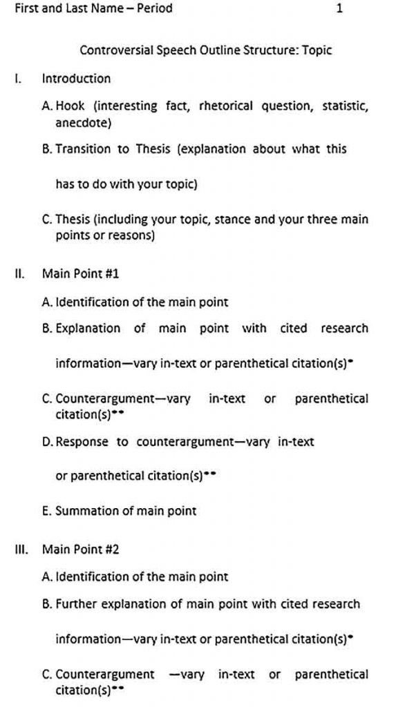 How to Make the Proper Speech Outline Template | room surf.com