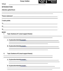 Formal Outline Templates for Writing and Speech room