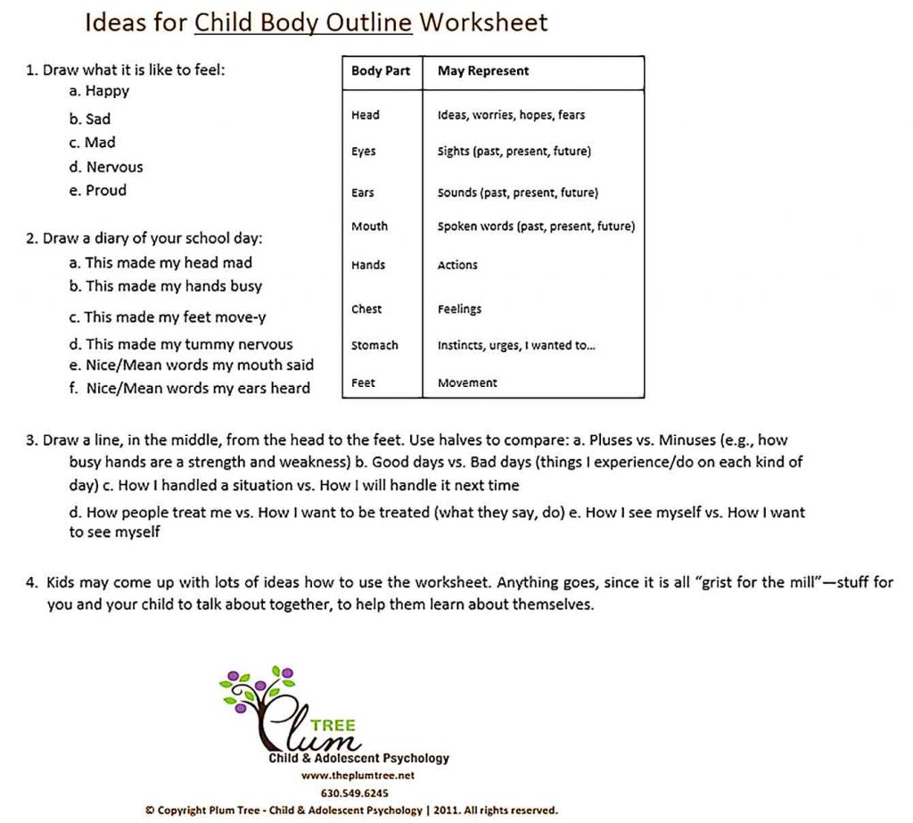 Templates Ideas for Child Body Outline Worksheet Sample
