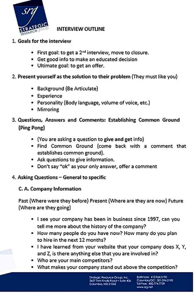 Templates Interview Outline Sample