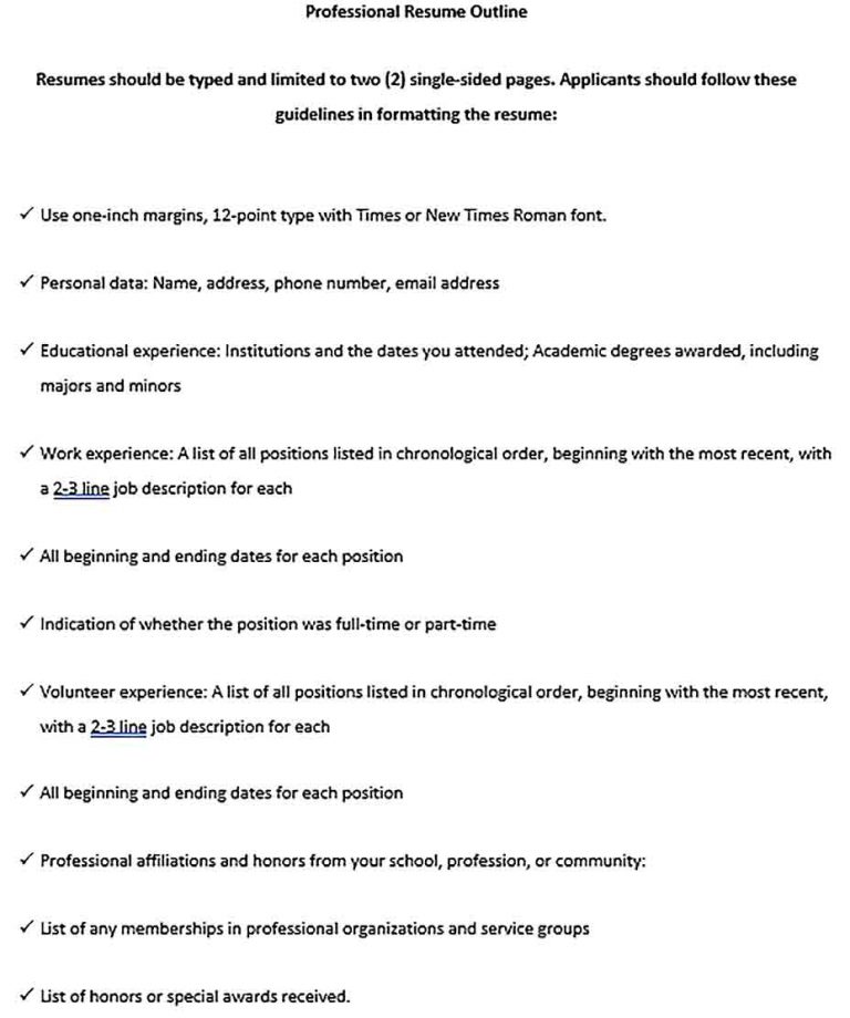 Sample Resume Outline Template - Templates Professional Resume Outline Sample 768x920 