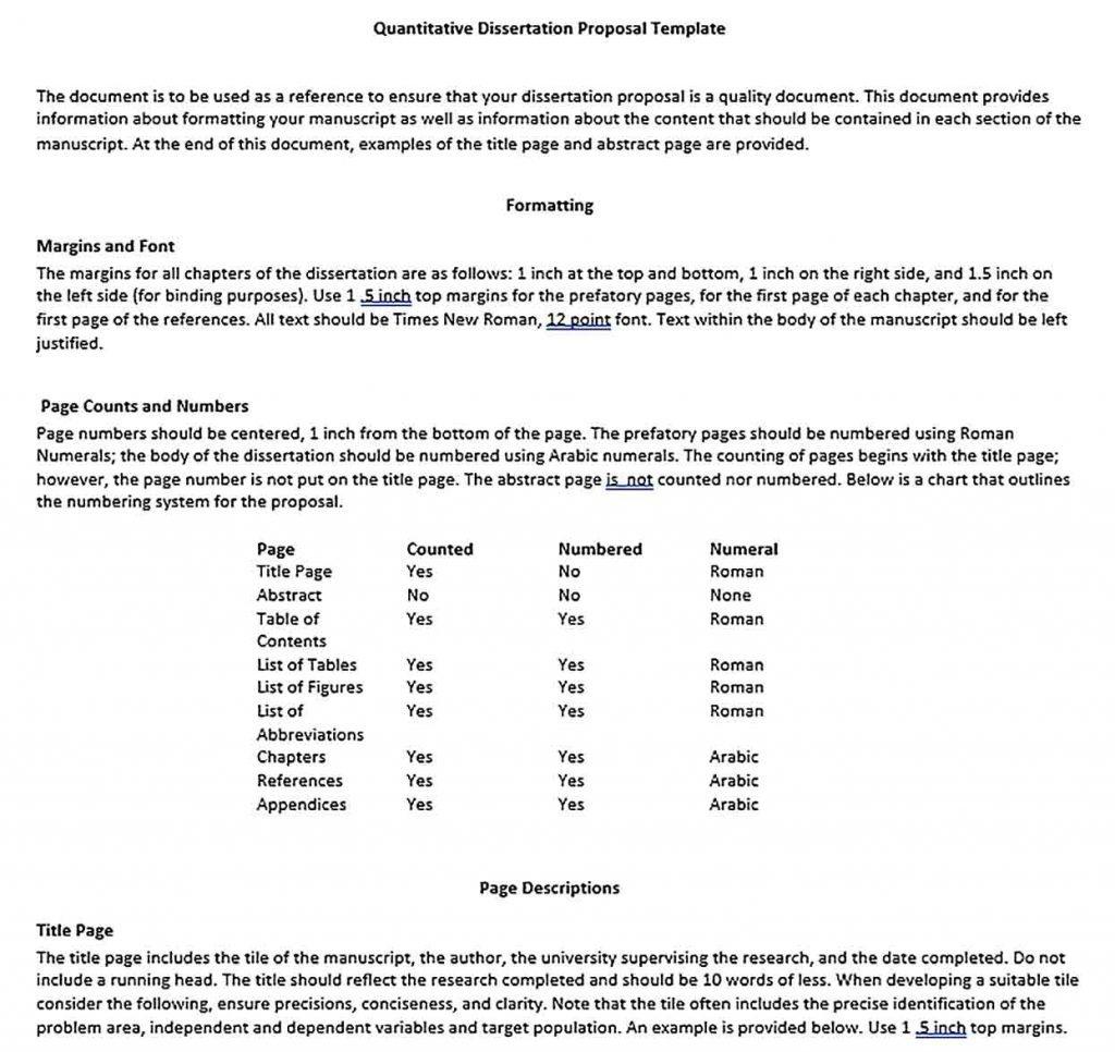 Templates Quantitative Dissertation Outline Sample