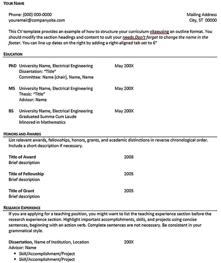 Sample Resume Outline Template and Other Resume Samples for Specific ...