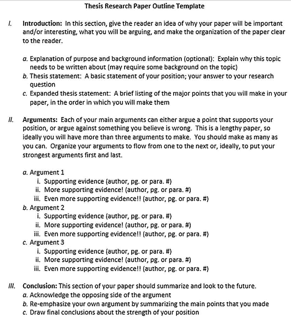 Templates Thesis Research Paper Outline Sample