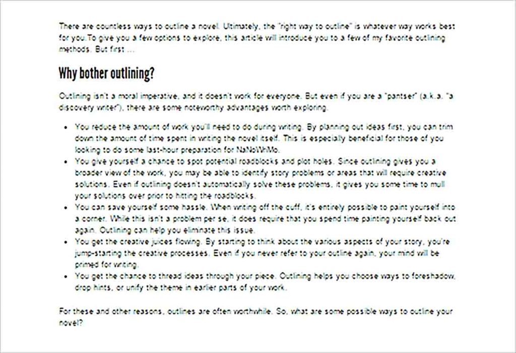 Templates Write a Novel Outline Sample