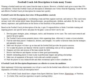 Football Coach Job Description To Train Many Teams | Room Surf.com