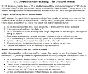 CIO Job Description For Handling IT And Computer Systems | Room Surf.com