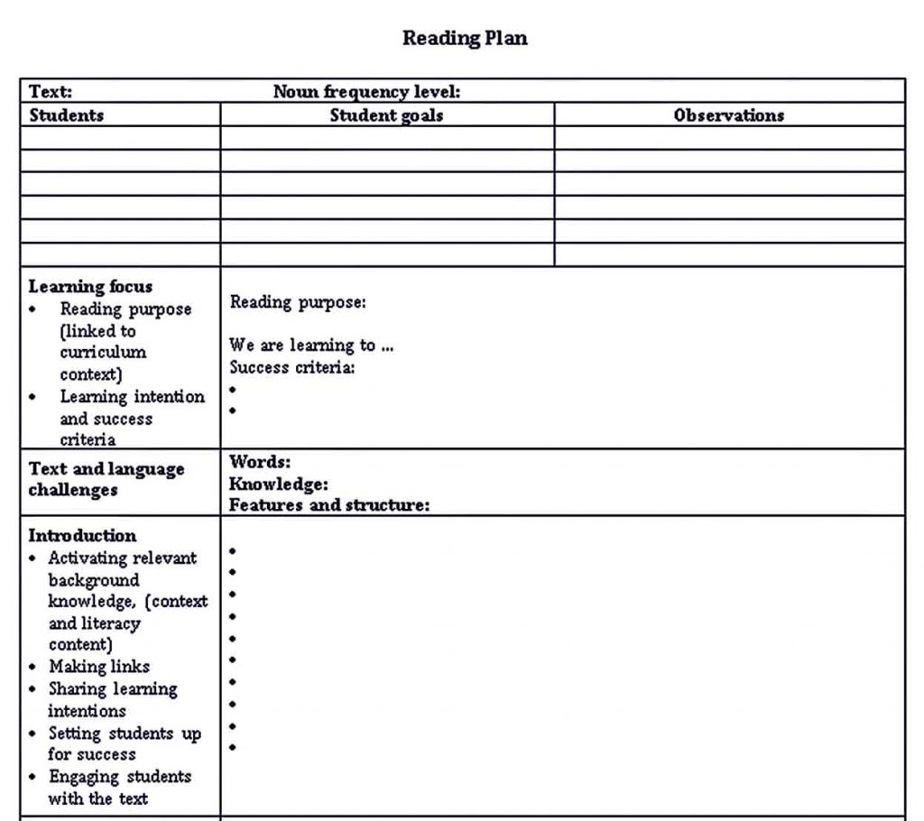 Lesson Plan Templates Sample | room surf.com