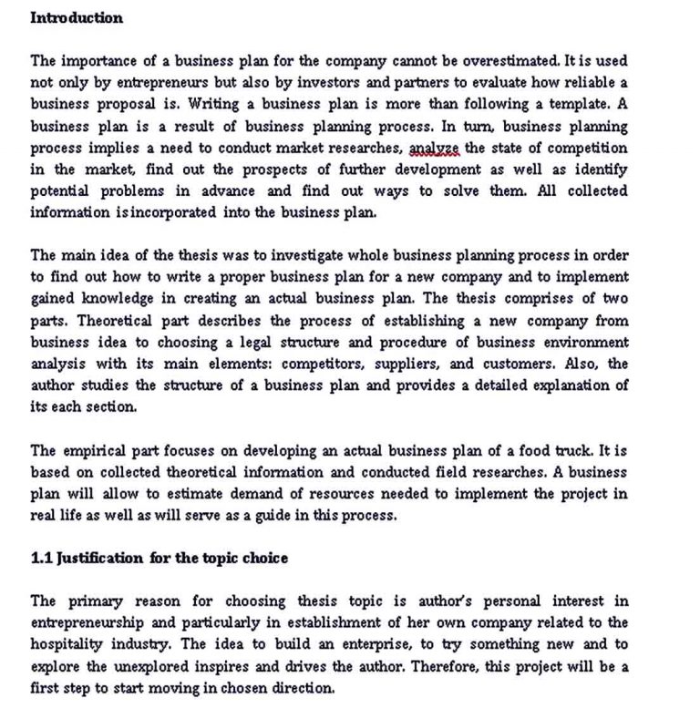 Mobile Catering Business Plan Template room