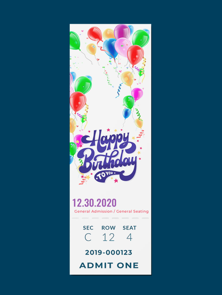PSD Birthday Ticket Template