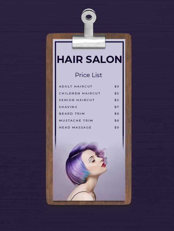 PSD Hair Salon Menu Template