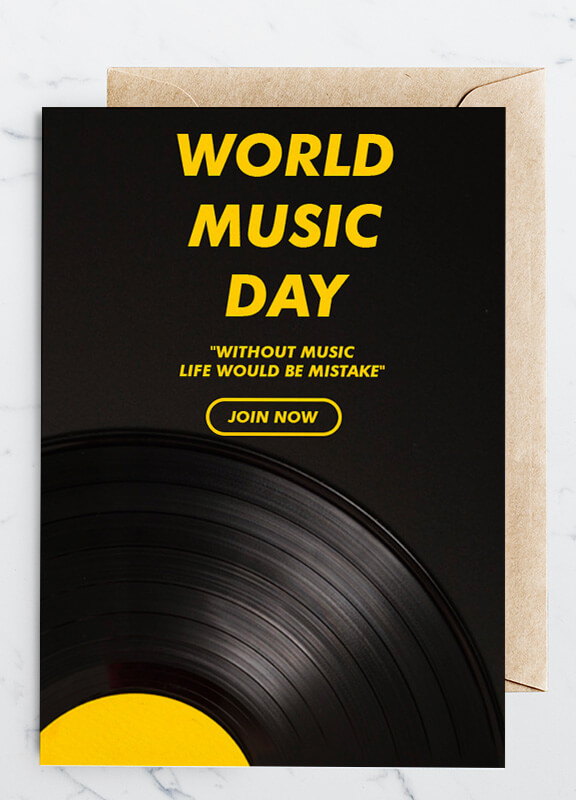 PSD Music Day Greeting Card Template