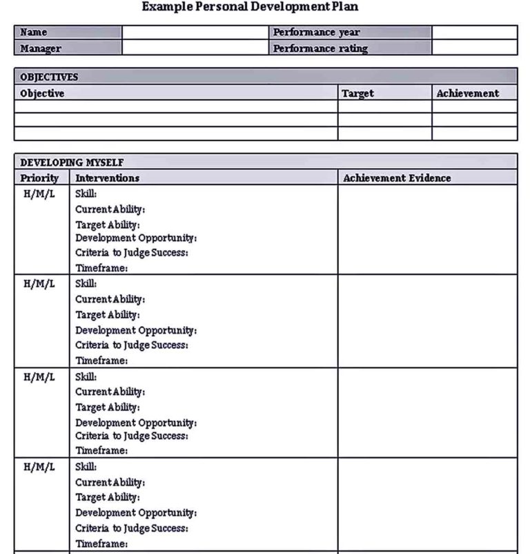 Personal Development Plan Template | room surf.com