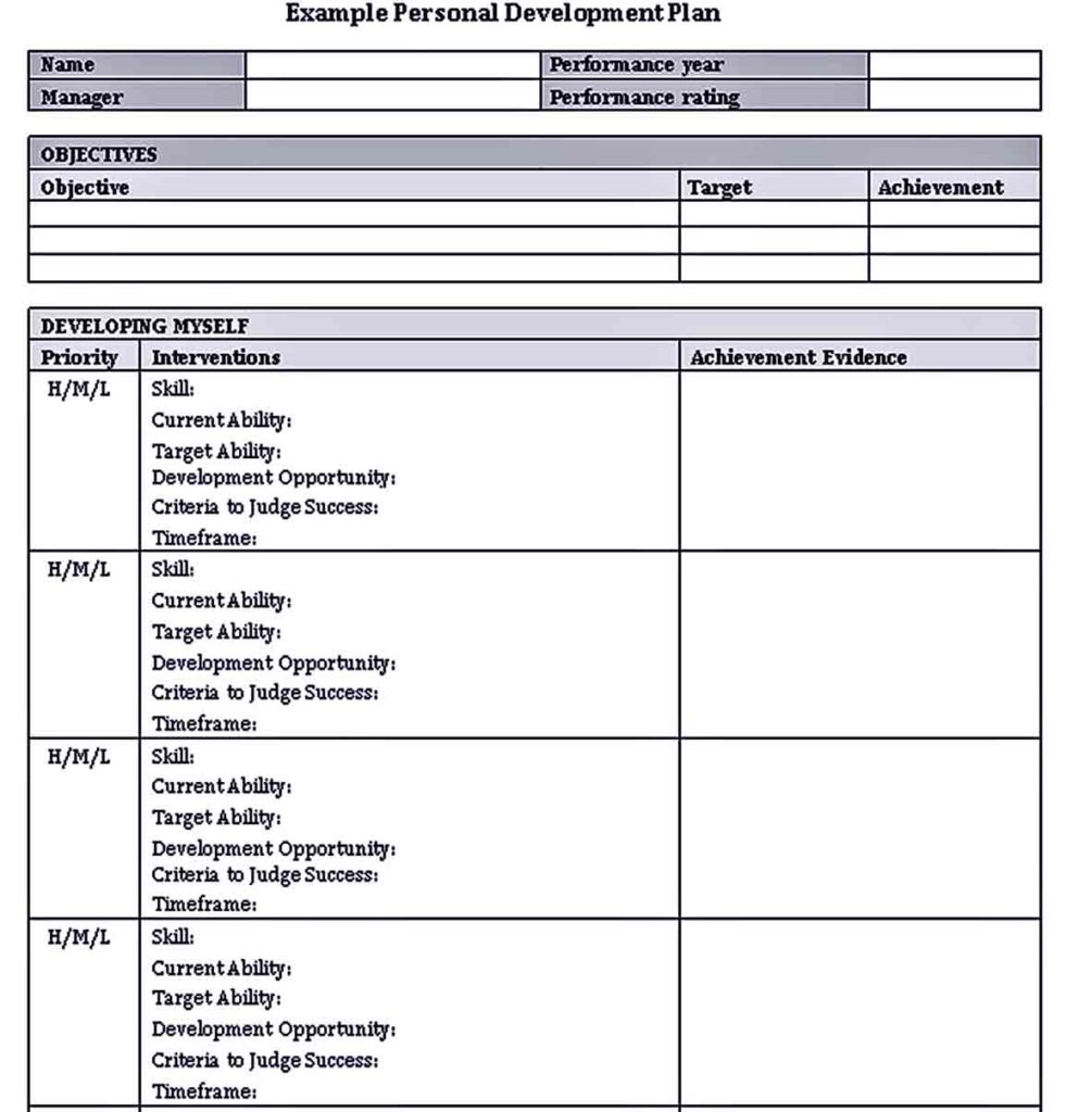 Personal Development Plan Template | room surf.com